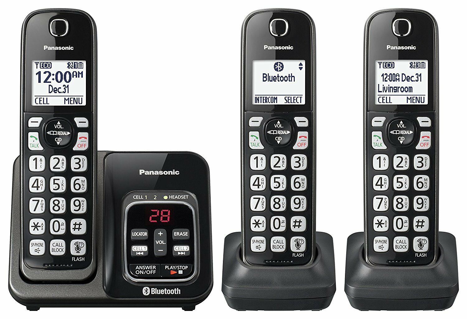 Panasonic Kx-tg833sk Bluetooth Cordless Phone With Voice Assist - 3 Handsets